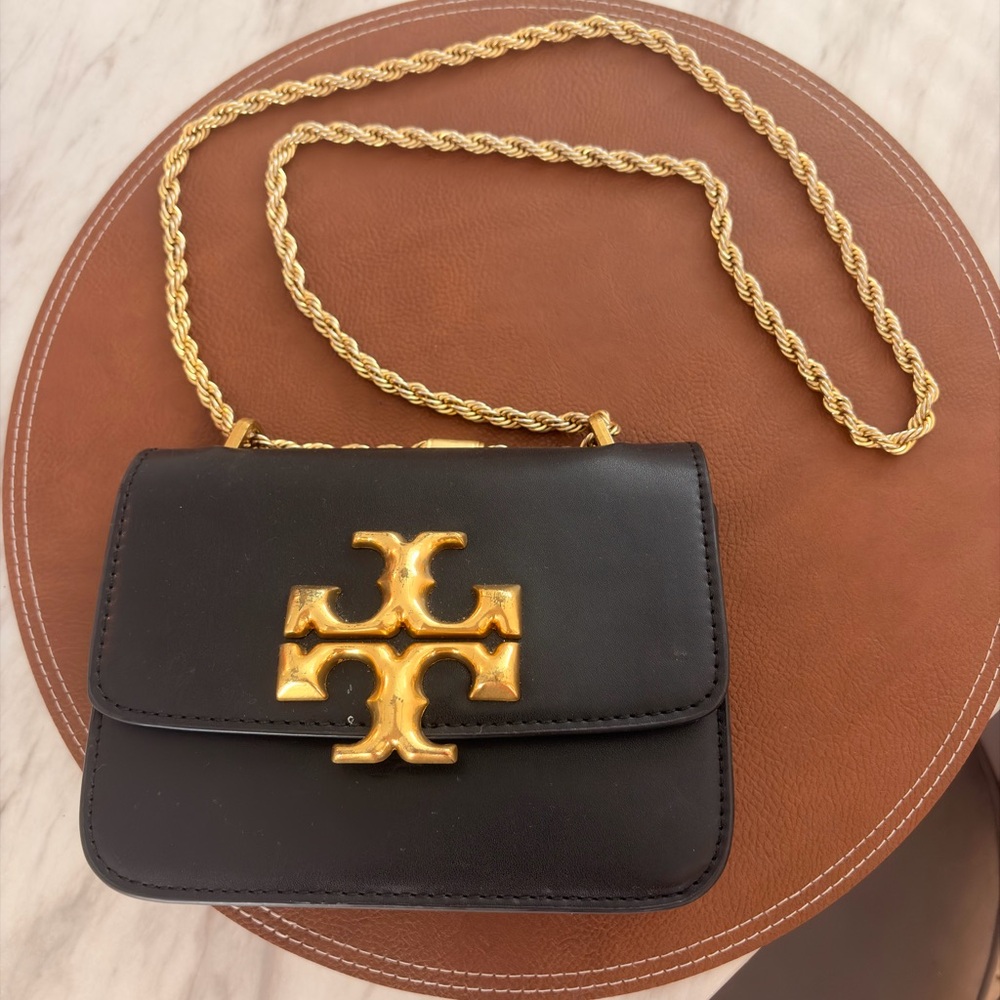 Tory Burch Black Crossbody Bag with Gold Accents